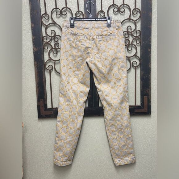 Anthropologie Chino khaki & gold embroidered relaxed pants - Picture 6 of 9